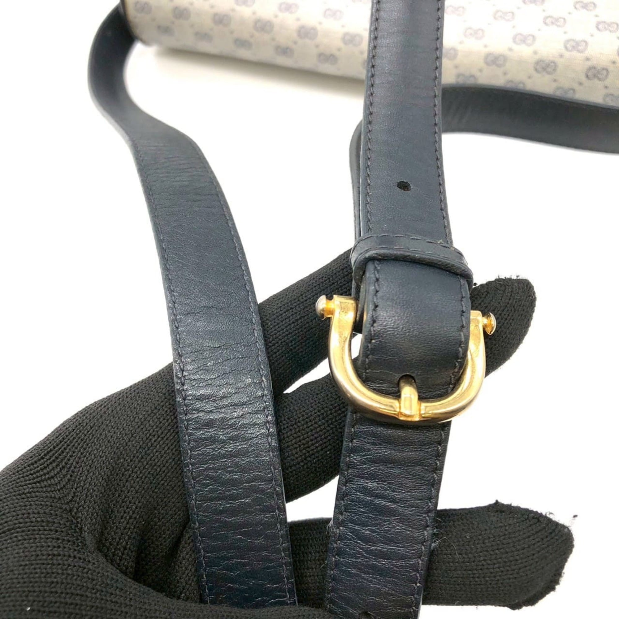 Gucci Navy Micro Gg Leather Leather Shoulder Bag (Pre-Owned)