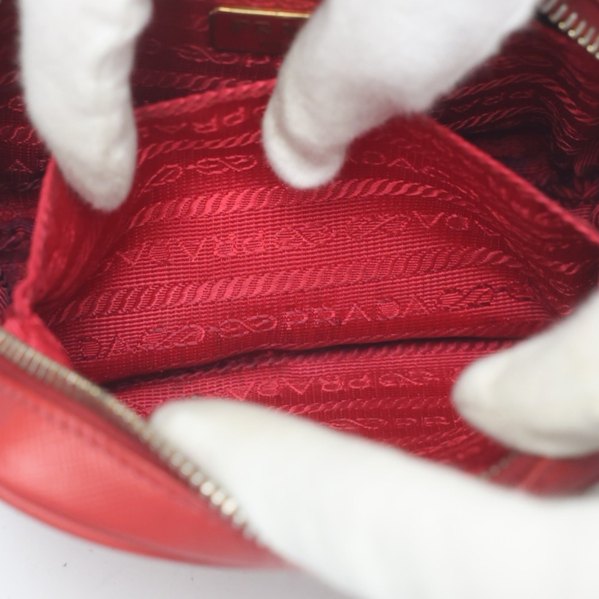 Prada Red Color Leather Shoulder Bag