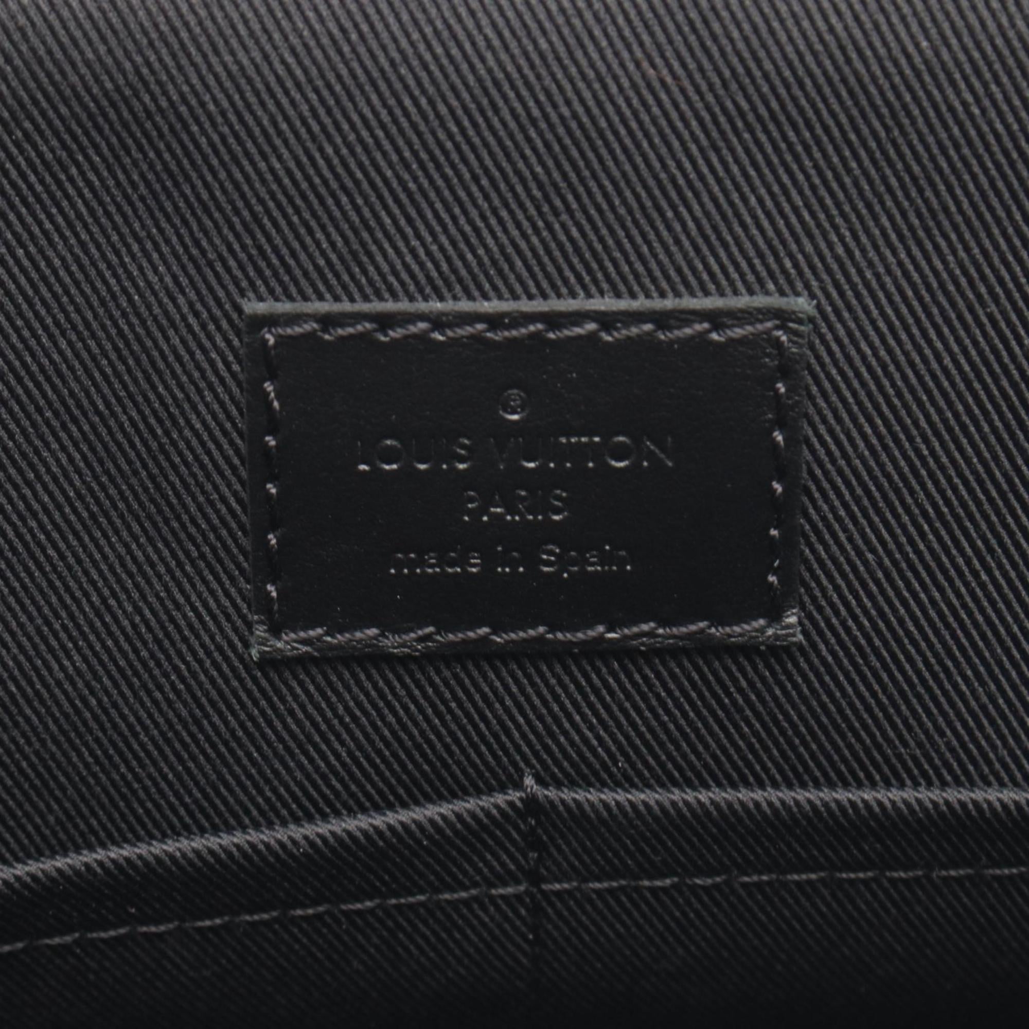 Louis Vuitton Black Coated Canvas Leather Handbag Shoulder Bag