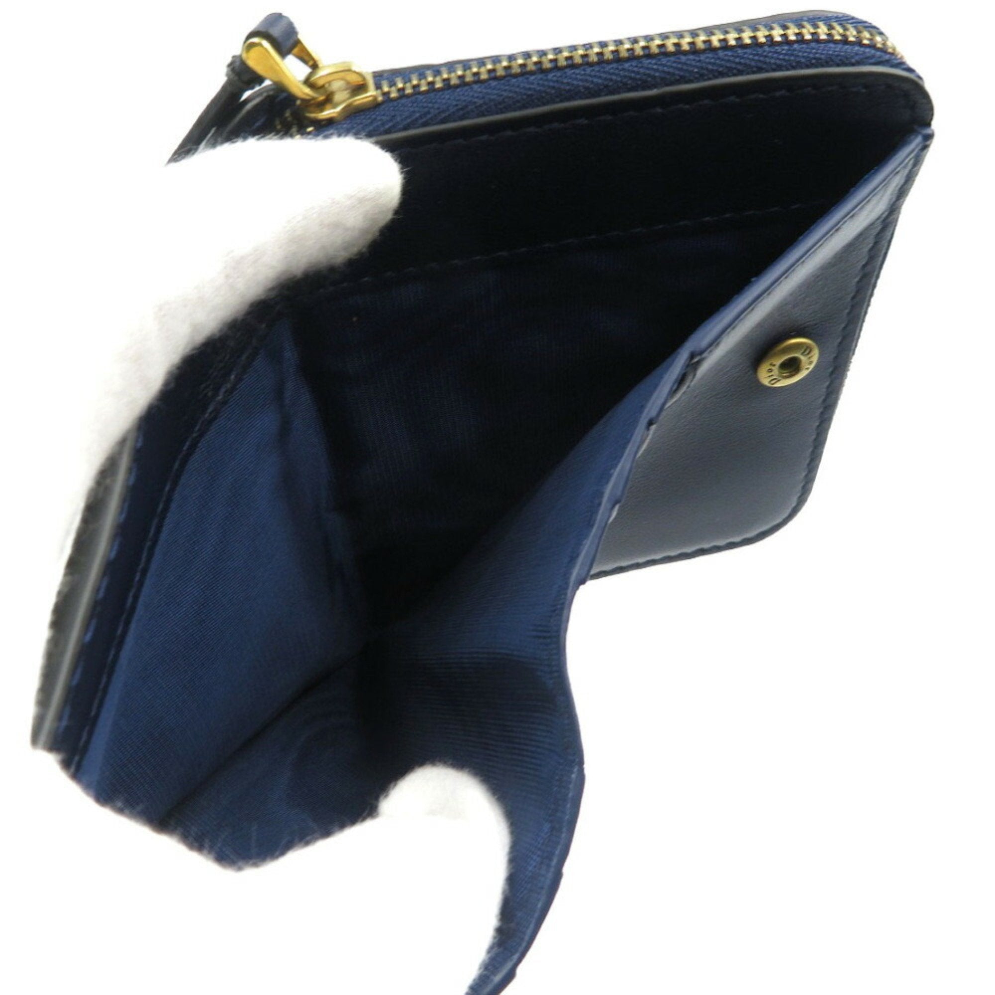 Christian Dior Navy Leather Wallet (Bi-Fold) (Pre-Owned)