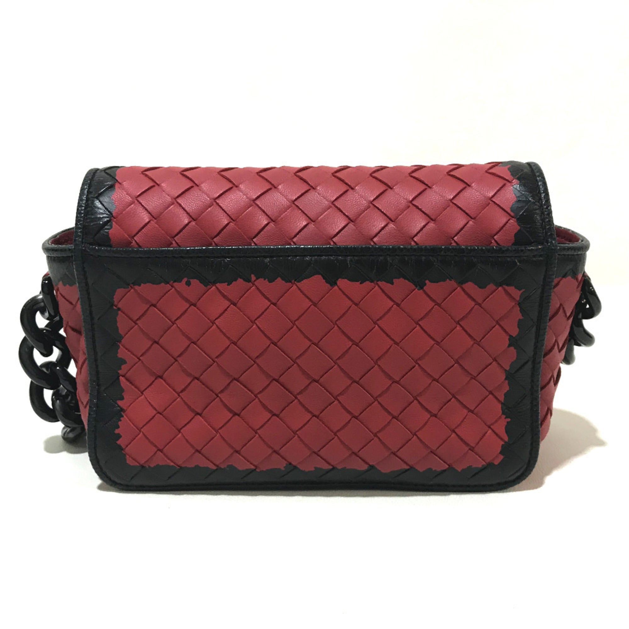 Bottega Veneta Intrecciato Black Red Color Intrecciato Shoulder Bag
