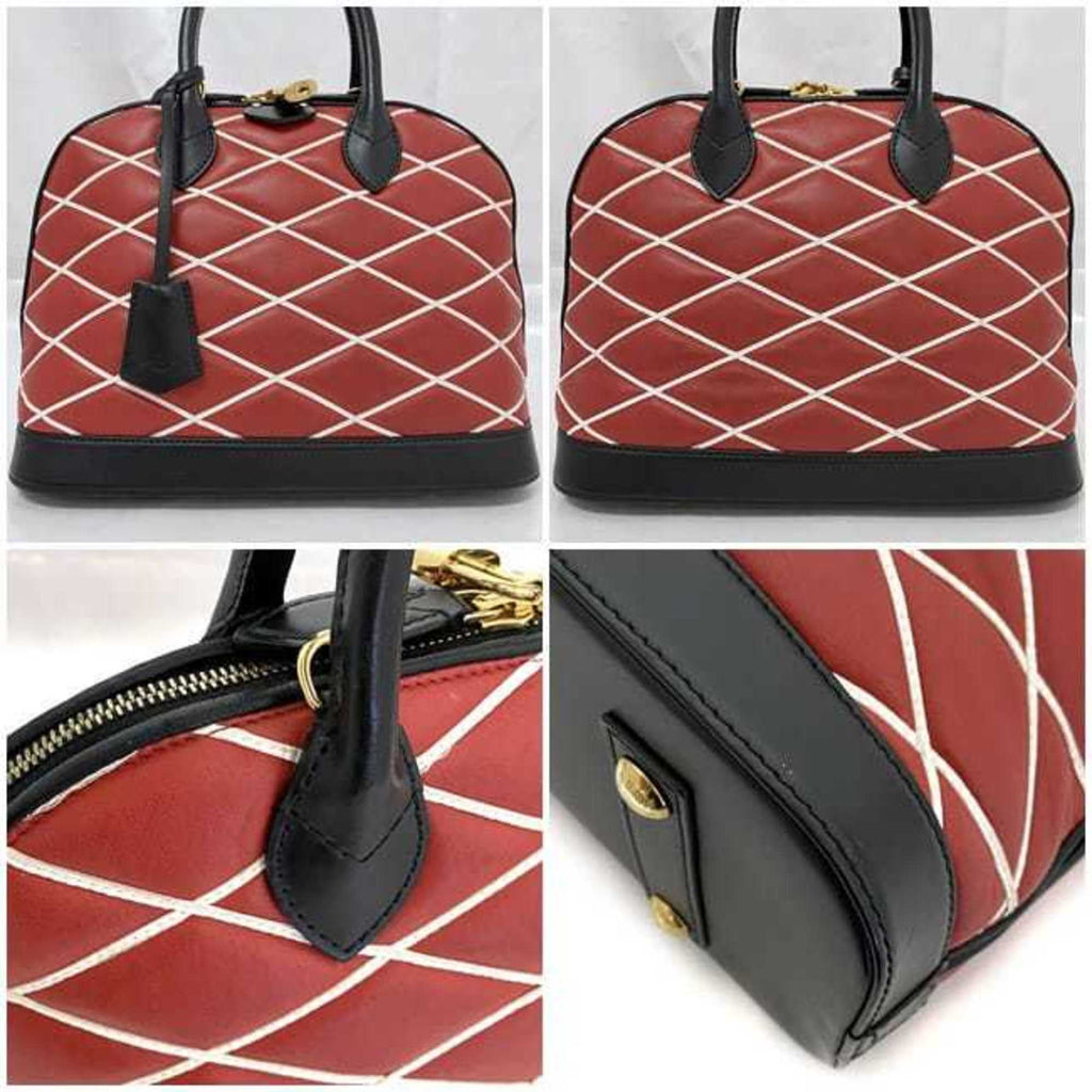Louis Vuitton Black Red Color Leather Handbag Shoulder Bag