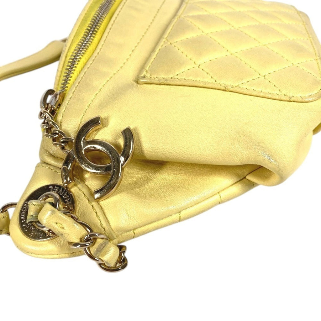 Chanel Matelasse Yellow Leather Sling Bag