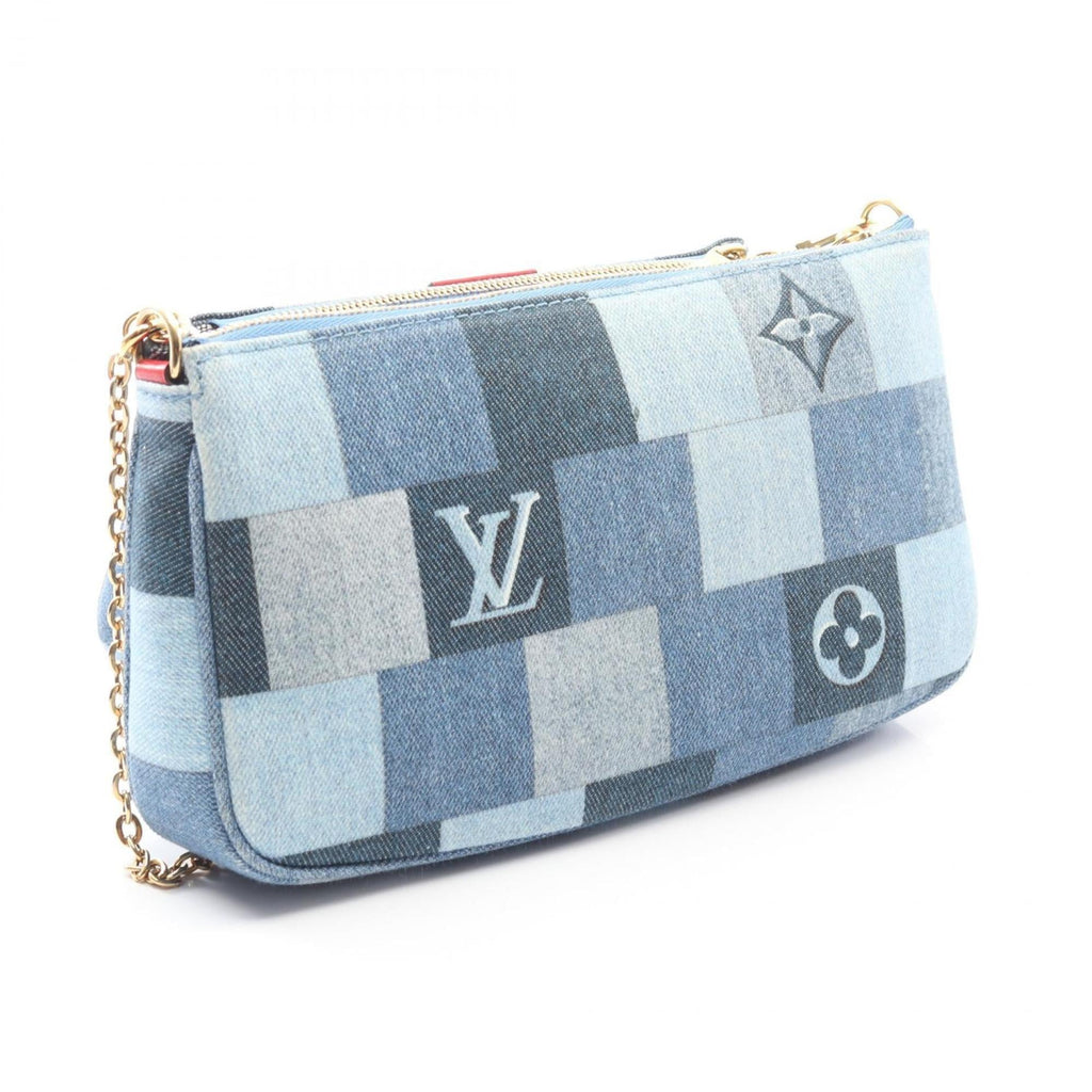 Louis Vuitton Blue Multi-Color Monogram Denim Leather Pochette Shoulder Bag