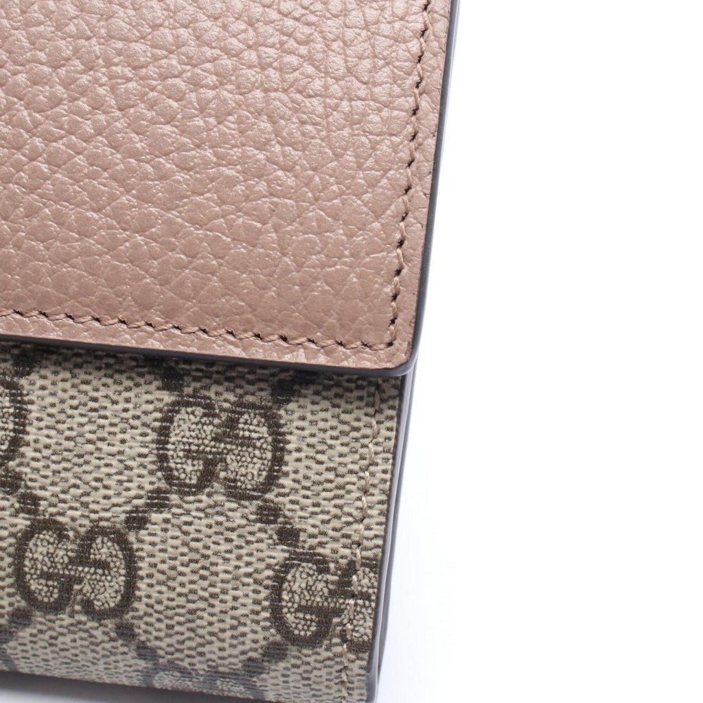 Gucci Beige Brown Pink Leather Pvc Long Wallet (Bi-Fold) (Pre-Owned)