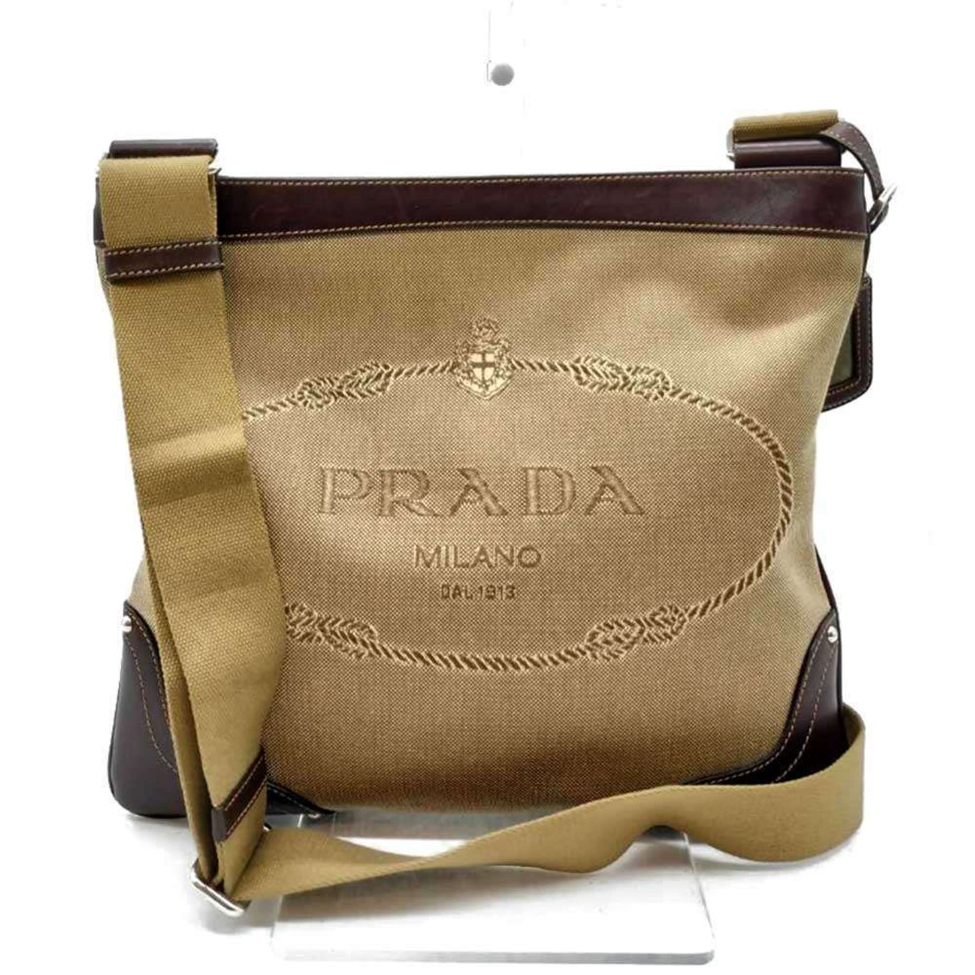 Prada Brown Jacquard Shoulder Bag