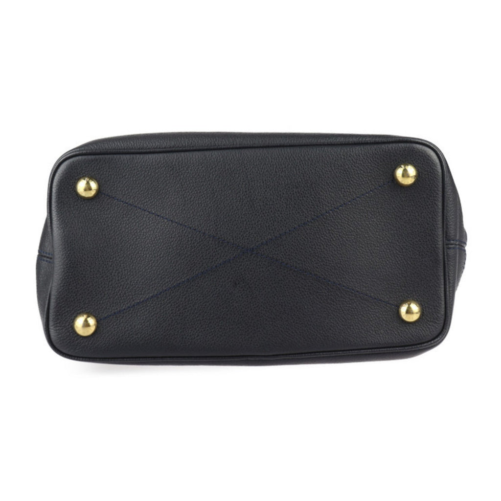 Louis Vuitton Black Leather Handbag Pouch Shoulder Bag Tote Bag