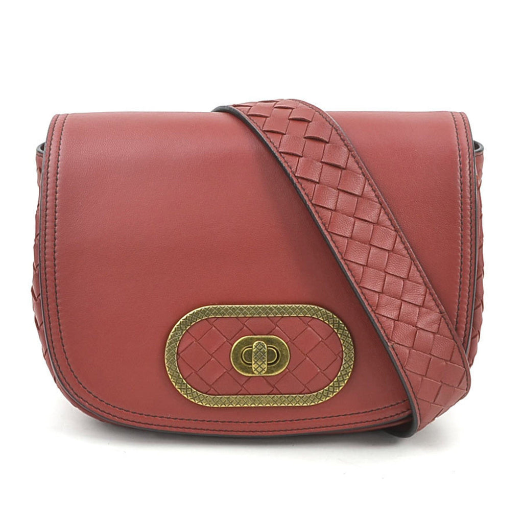 Bottega Veneta Red Color Intrecciato Shoulder Bag