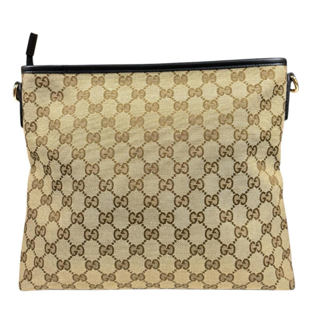 Gucci Black Brown Gg Canvas Leather Shoulder Bag (Pre-Owned)