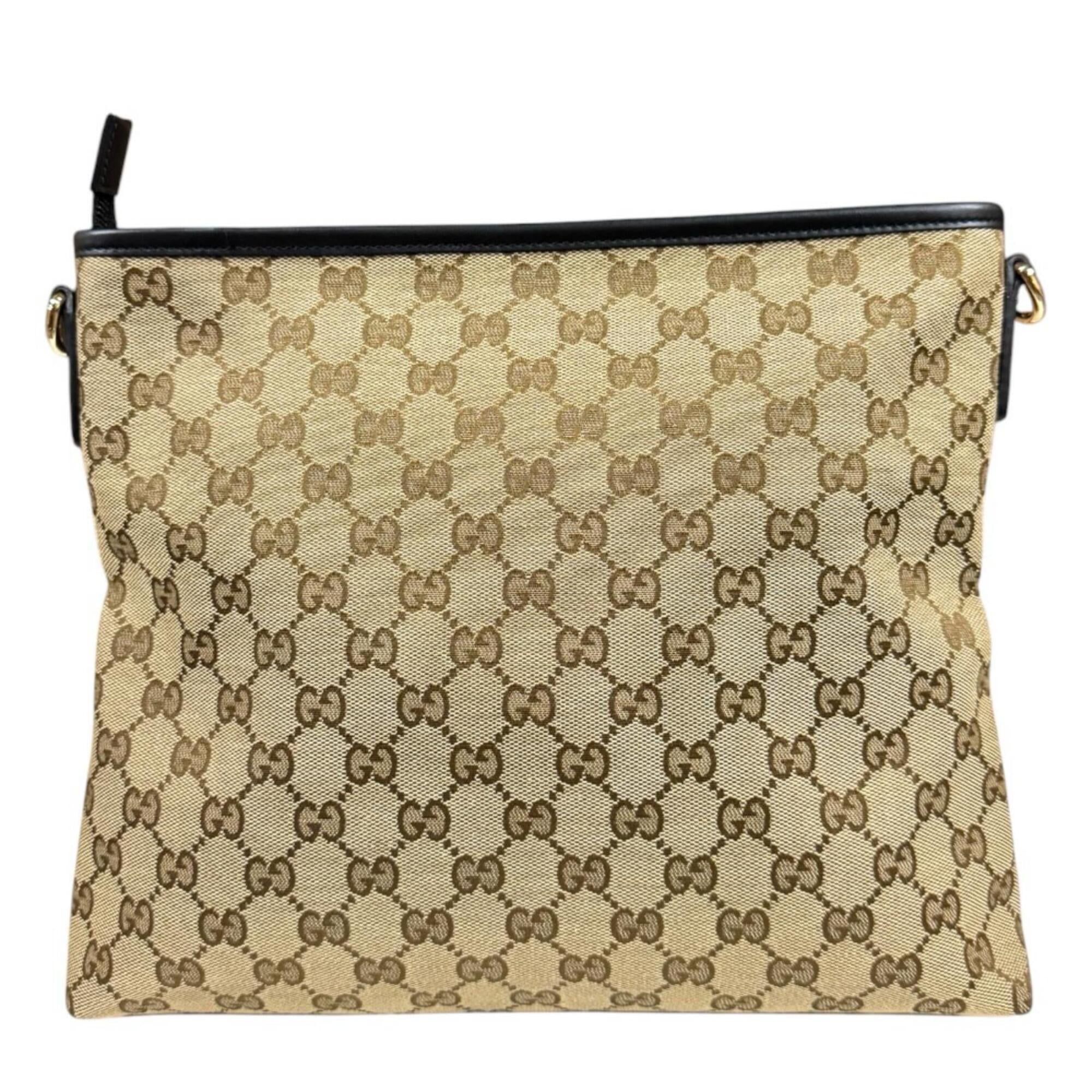 Gucci Black Brown Gg Canvas Leather Shoulder Bag (Pre-Owned)