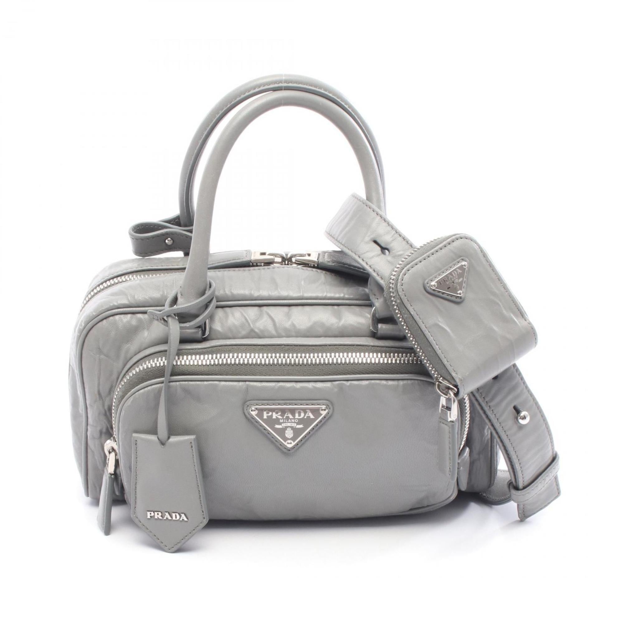 Prada Gray Leather Handbag