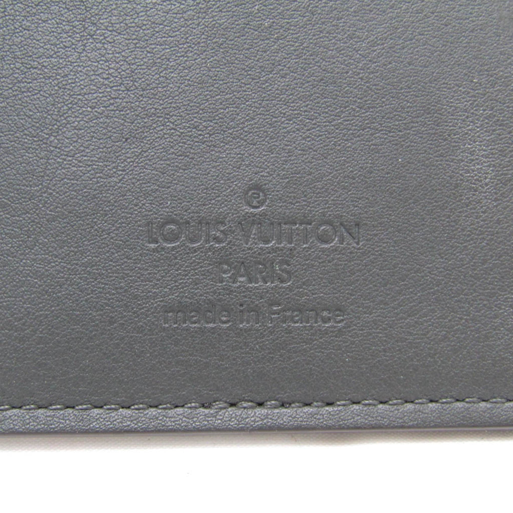Louis Vuitton Taurillon Lv Charcoal Leather Long Wallet