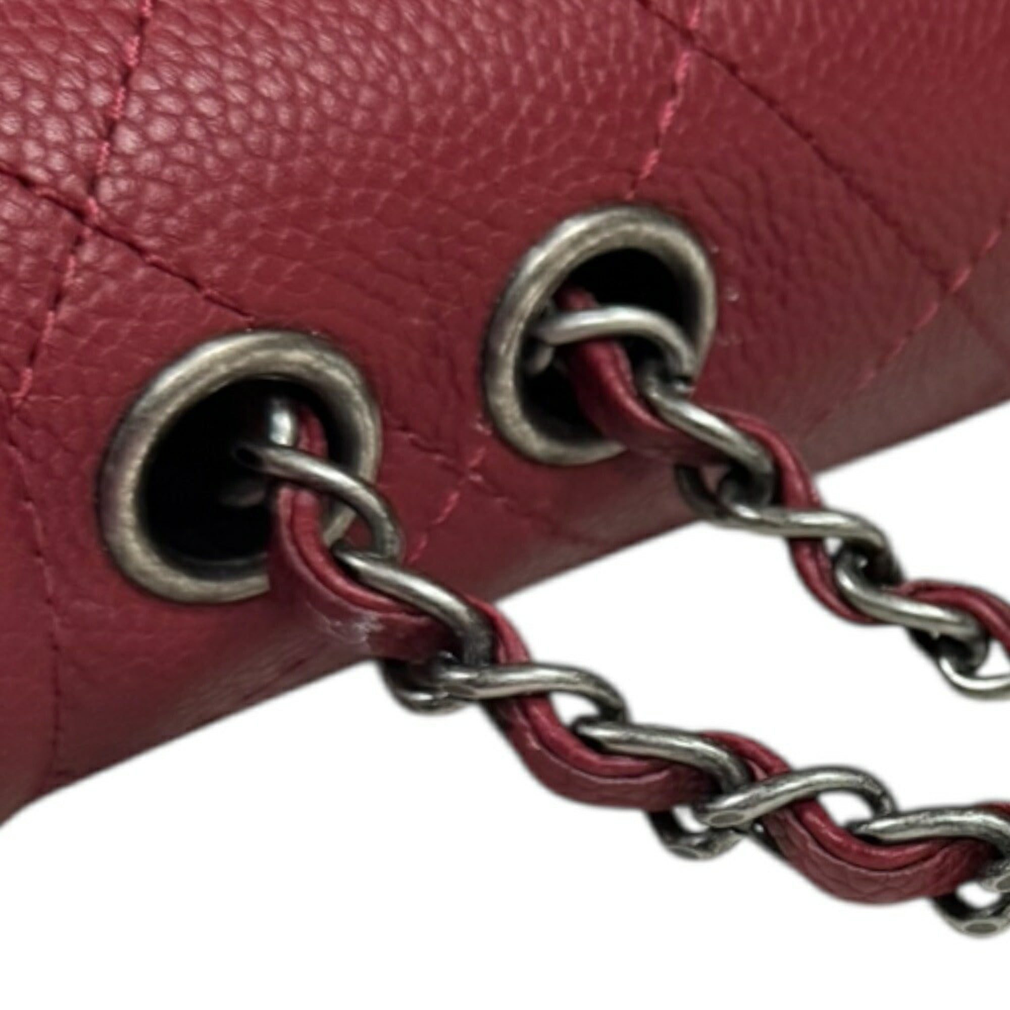 Chanel Matelasse Red Color Leather Shoulder Bag