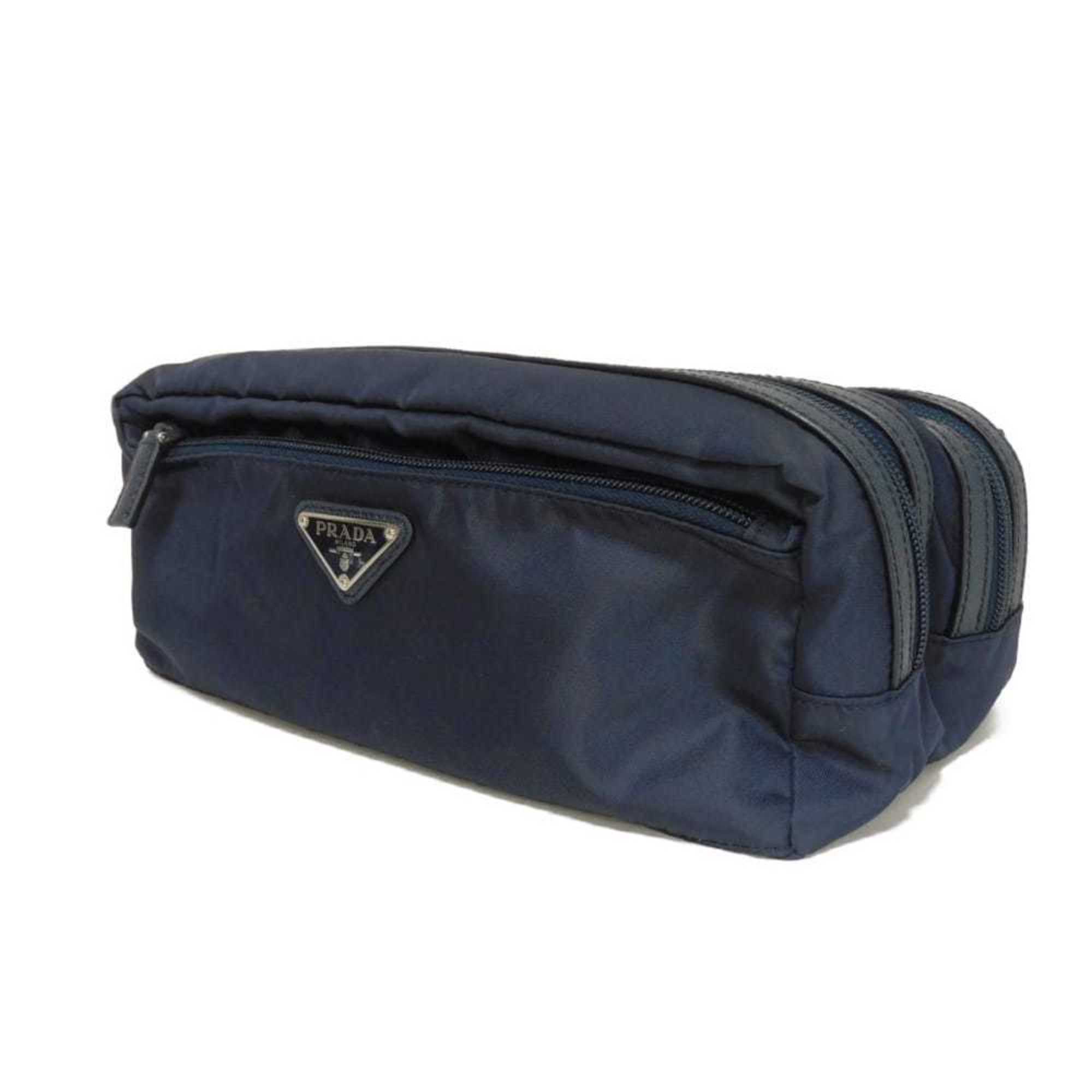 Prada Blue Nylon Clutch Bag Pouch