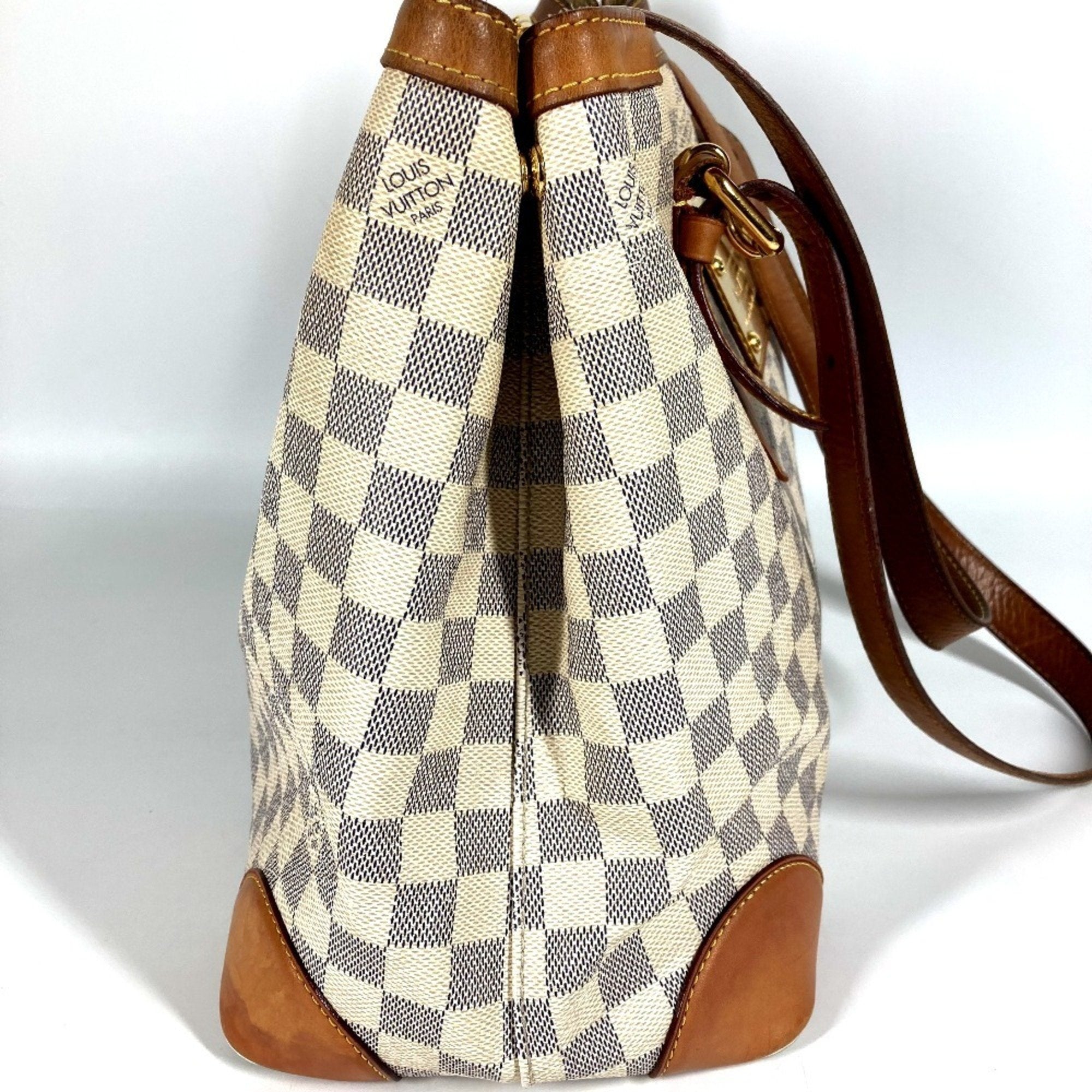 Louis Vuitton White Yellow Damier Azur Shoulder Bag Tote Bag