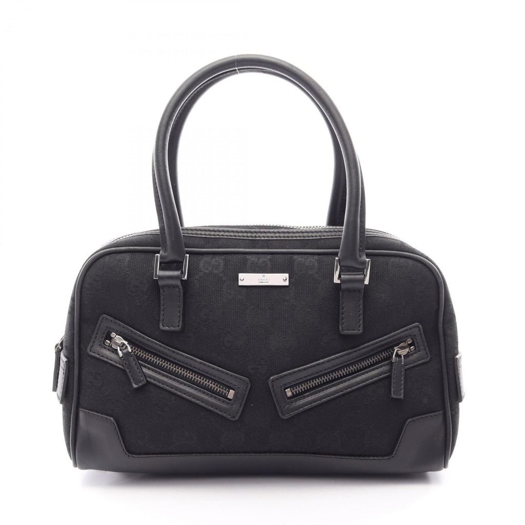 Gucci Gg Canvas Black Gg Canvas Leather Handbag (Pre-Owned)