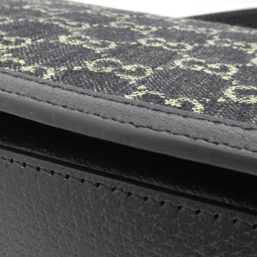Gucci Horsebit Black Ivory Jacquard Leather Shoulder Bag (Pre-Owned)