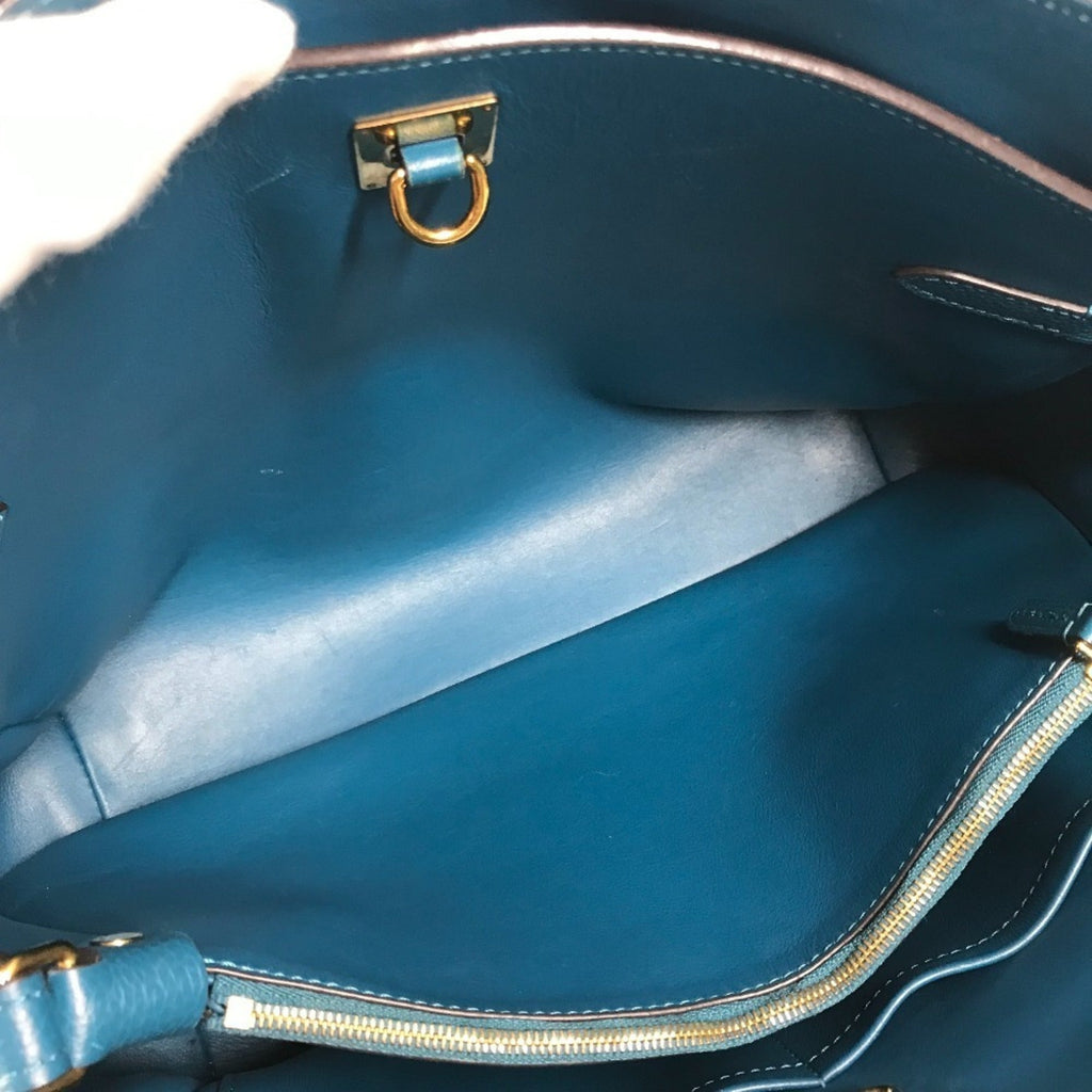 Louis Vuitton Blue Leather Shoulder Bag Tote Bag