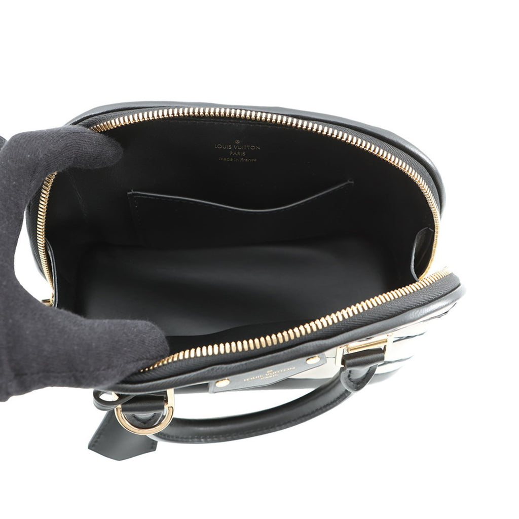 Louis Vuitton Black Noir White Leather Handbag Shoulder Bag