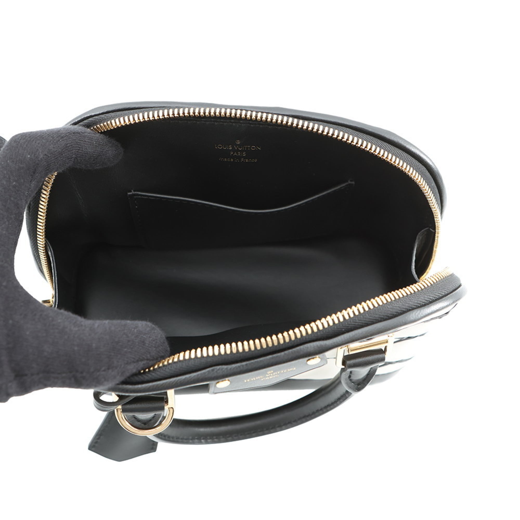 Louis Vuitton Black Noir White Leather Handbag Shoulder Bag