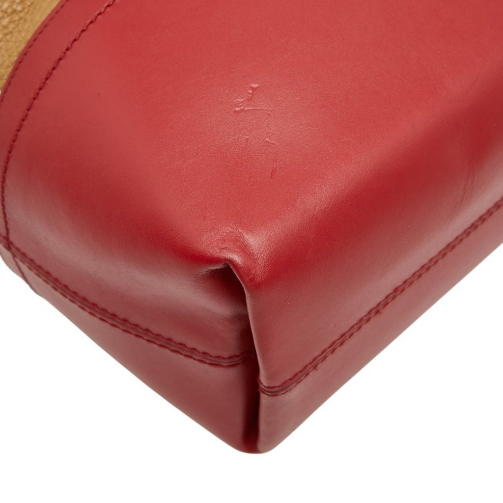 Fendi Selleria Red Brown Leather Tote Bag
