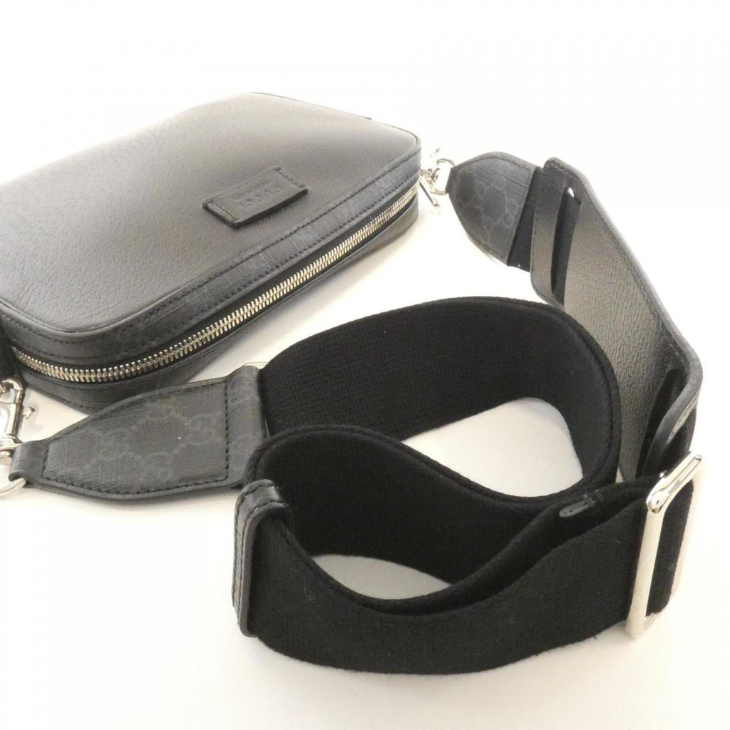 Gucci Black Leather Gg Supreme Shoulder Bag (Pre-Owned)