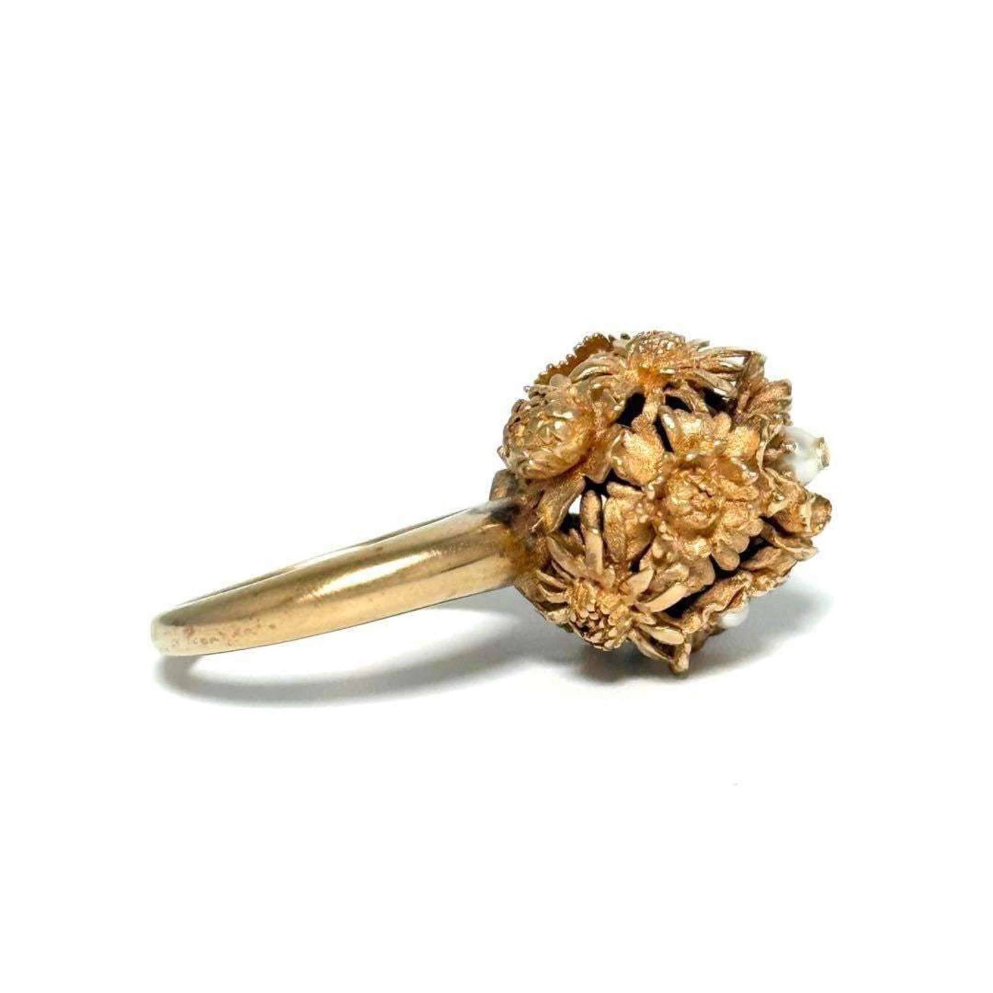 Christian Dior Pink Gold Artificial Pearl Metal Band Ring (Pre-Owned)
