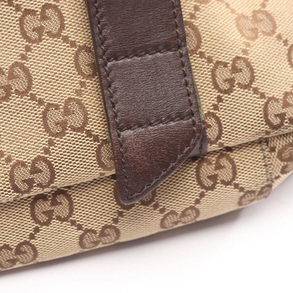 Gucci Beige Brown Gg Canvas Leather Shoulder Bag (Pre-Owned)