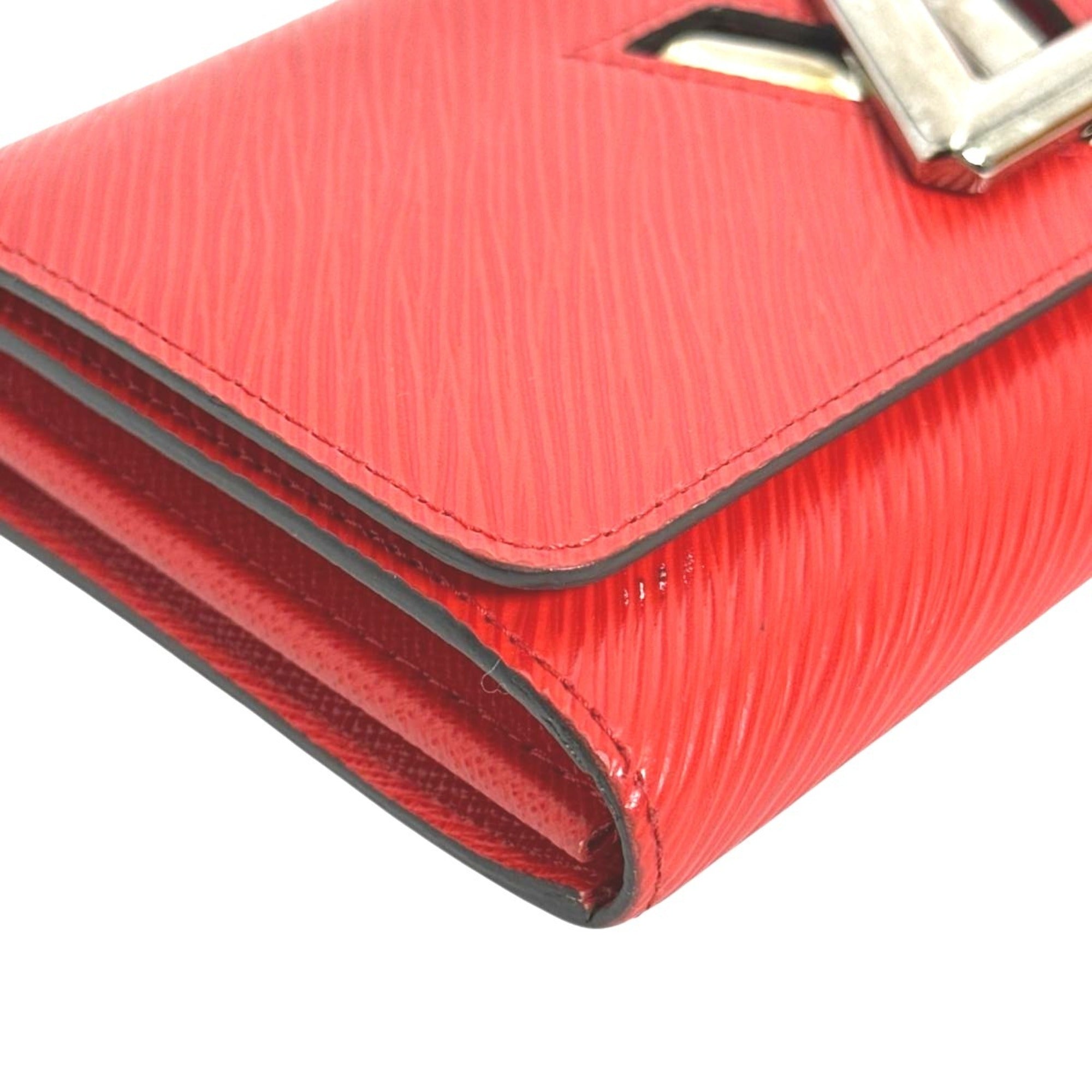 Louis Vuitton Coquelicots Red Color Epi Leather Long Wallet (Tri-Fold)