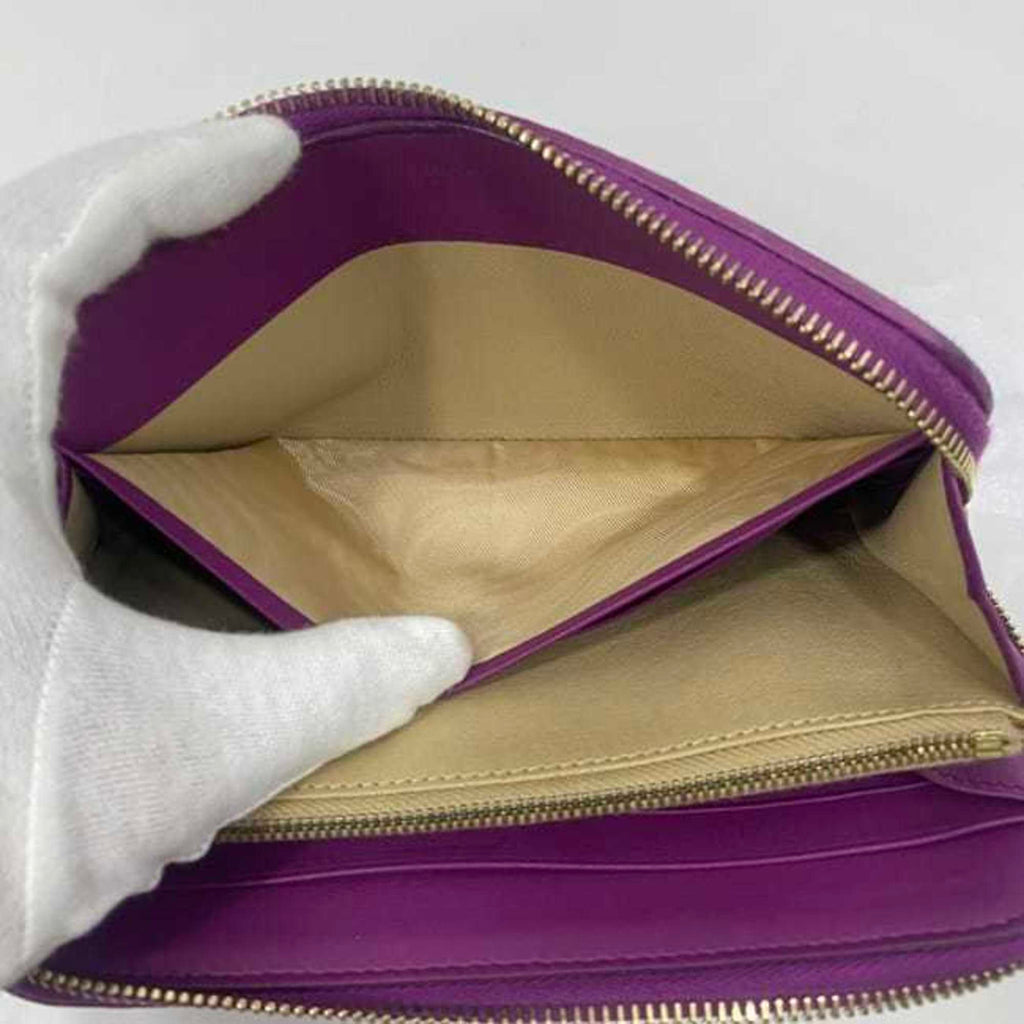 Bottega Veneta Purple Leather Long Wallet (Bi-Fold)