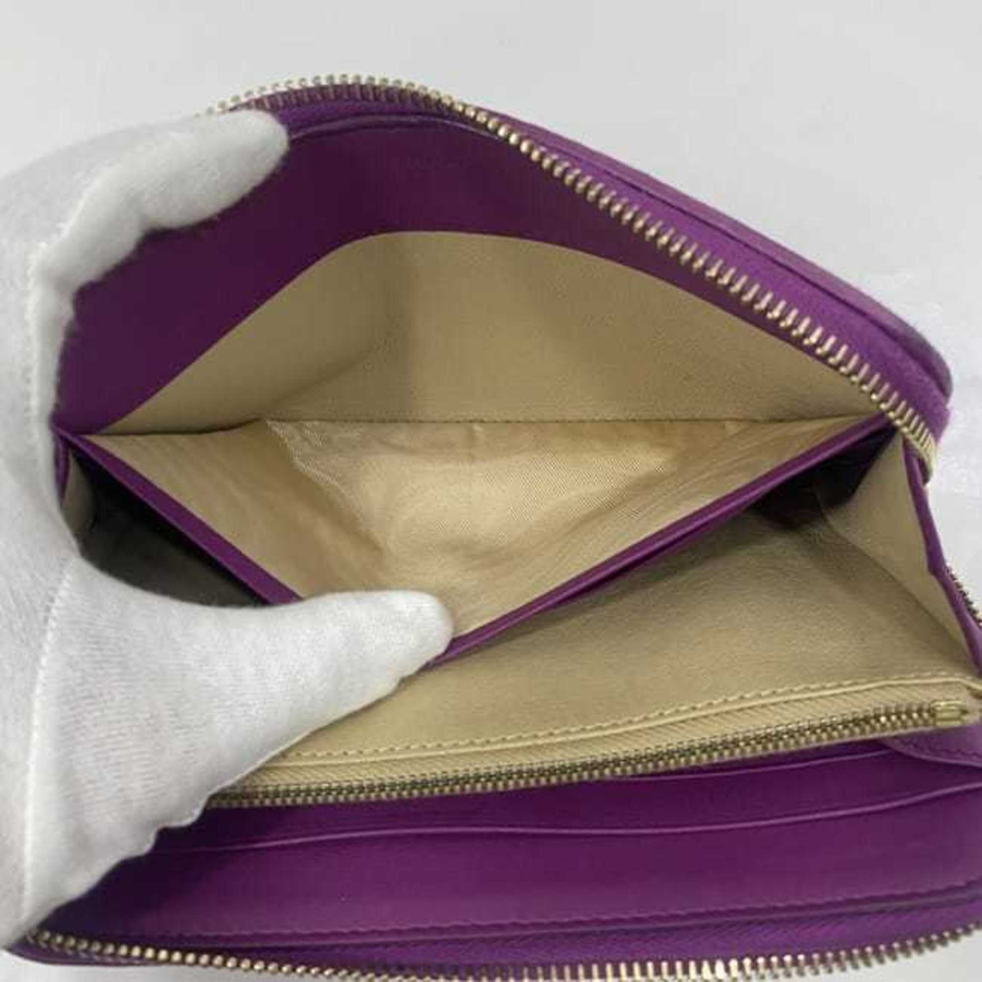 Bottega Veneta Purple Leather Long Wallet (Bi-Fold)
