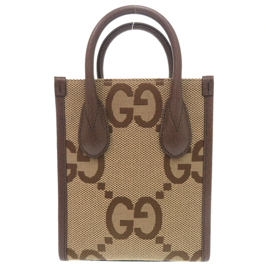 Gucci Beige Brown Canvas Leather Gg Canvas Handbag Shoulder Bag (Pre-Owned)