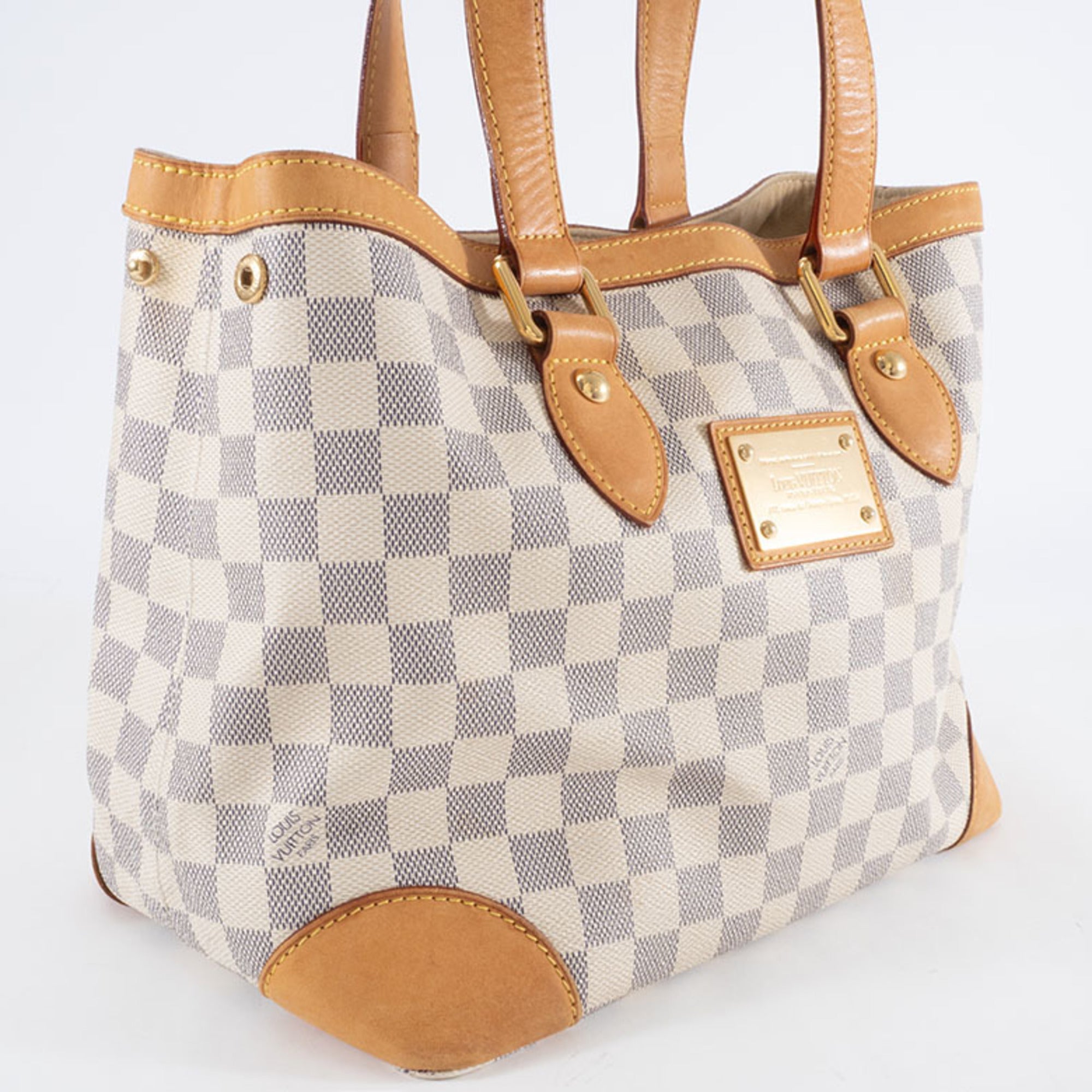 Louis Vuitton Beige Ivory White Canvas Damier Azur Handbag