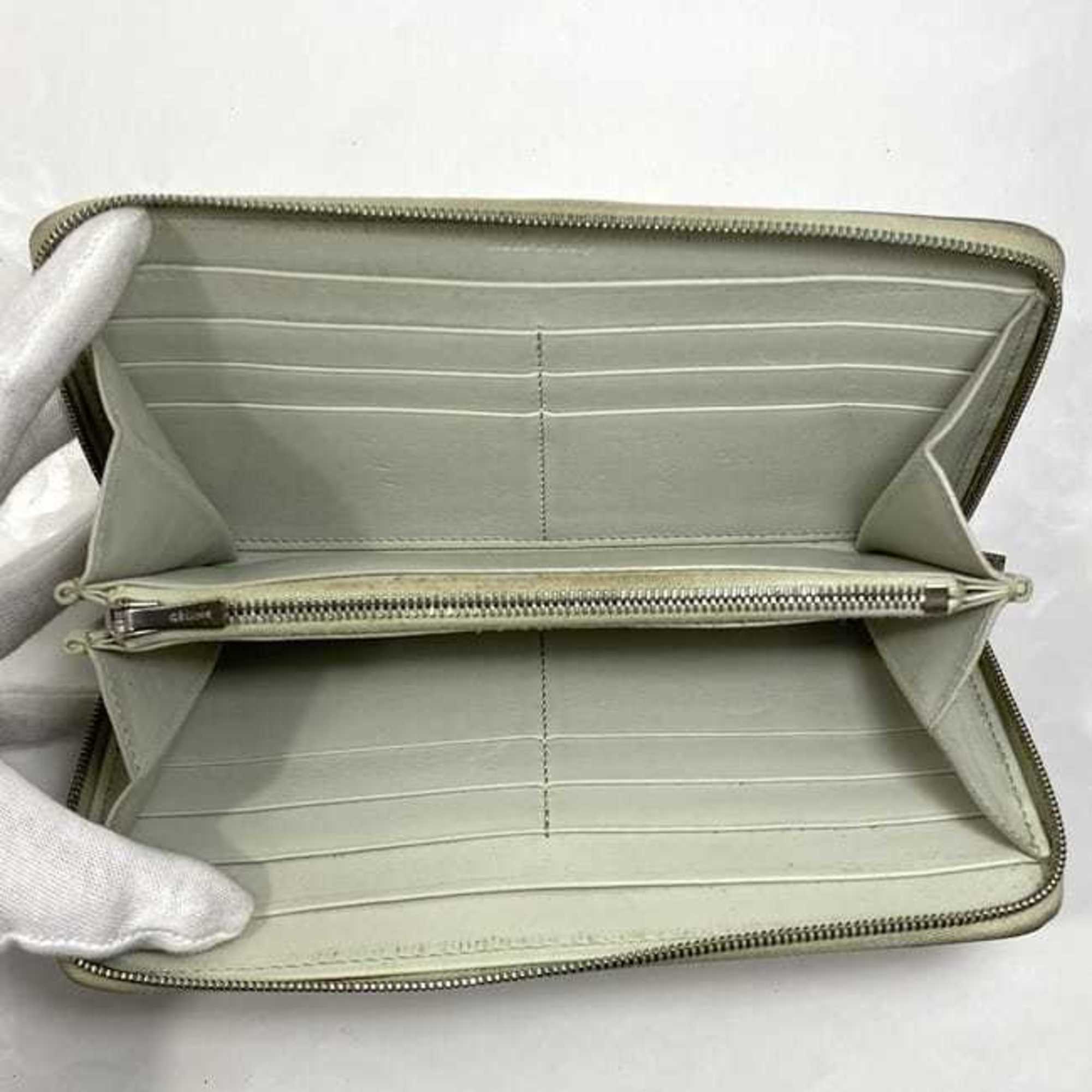 Celine Gray Leather Long Wallet (Bi-Fold)