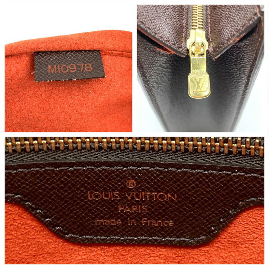 Louis Vuitton Damier Brown Damier Canvas Ebene Leather Handbag