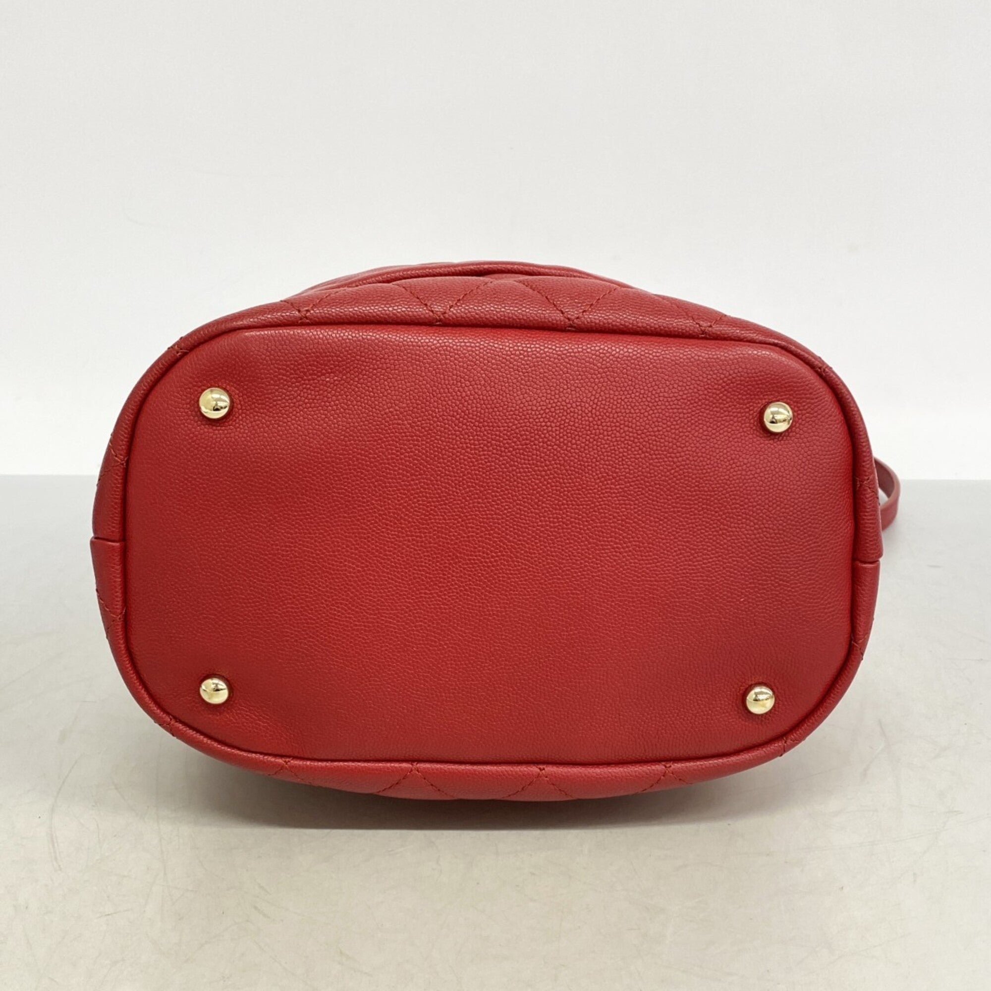 Chanel Red Color Grained Calfskin Handbag