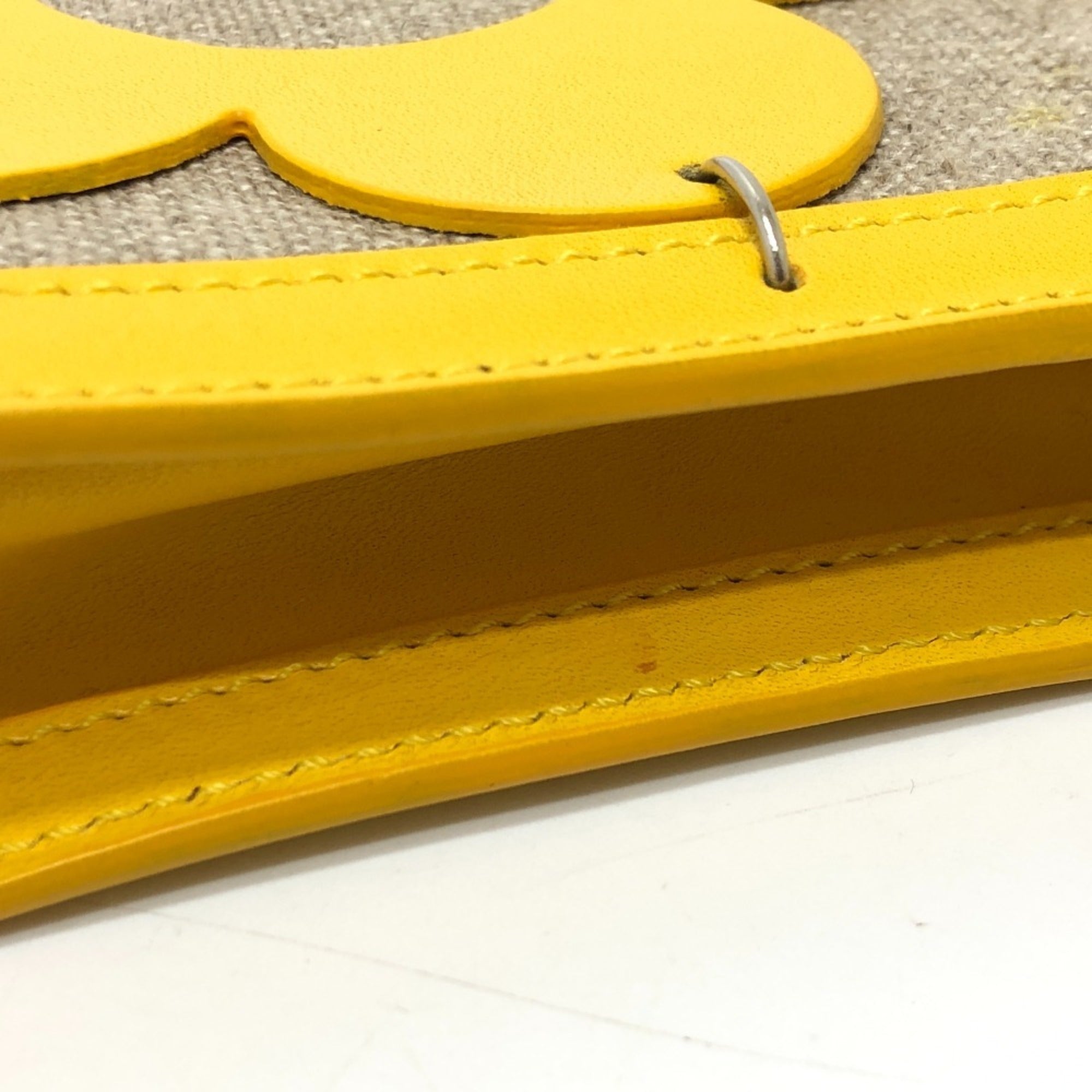 Celine Beige Yellow Leather Canvas Pochette Shoulder Bag