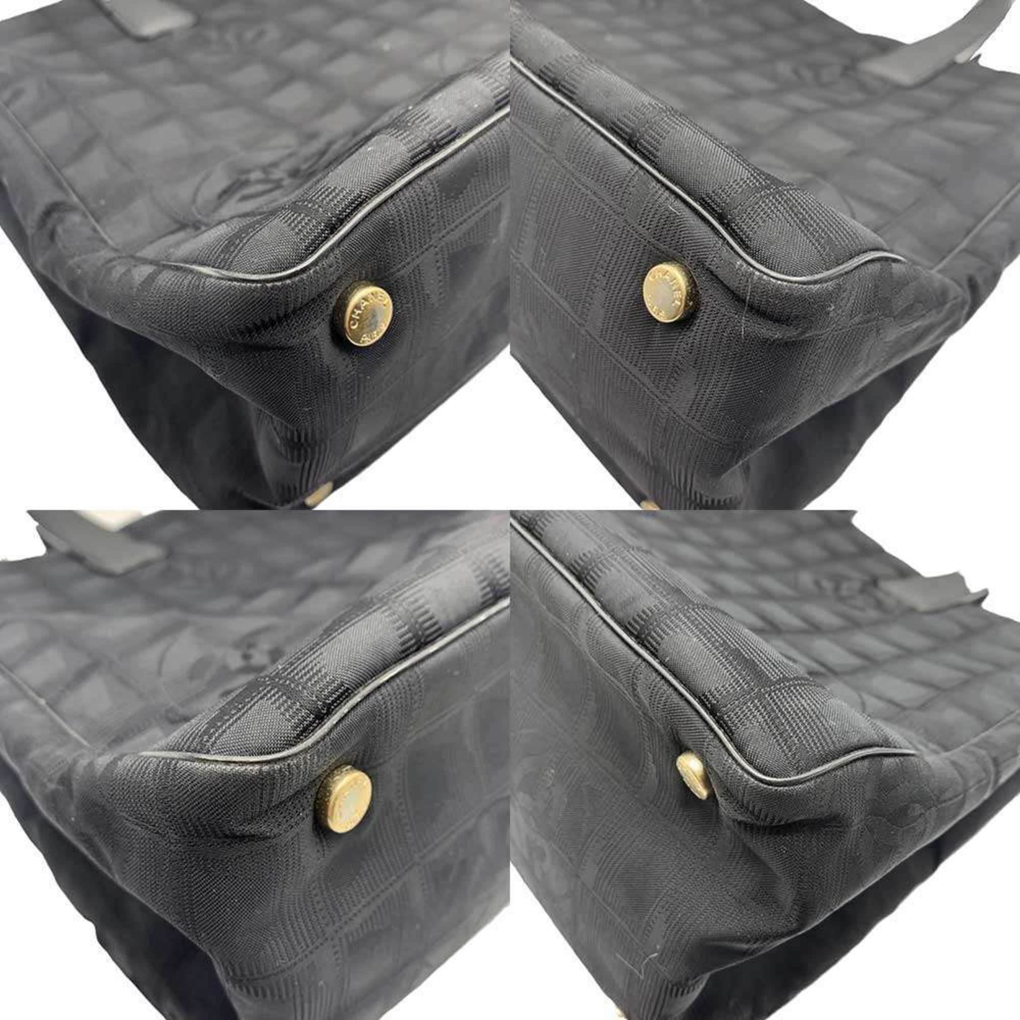 Chanel Black New Travel Line Leather Shoulder Bag Tote Bag