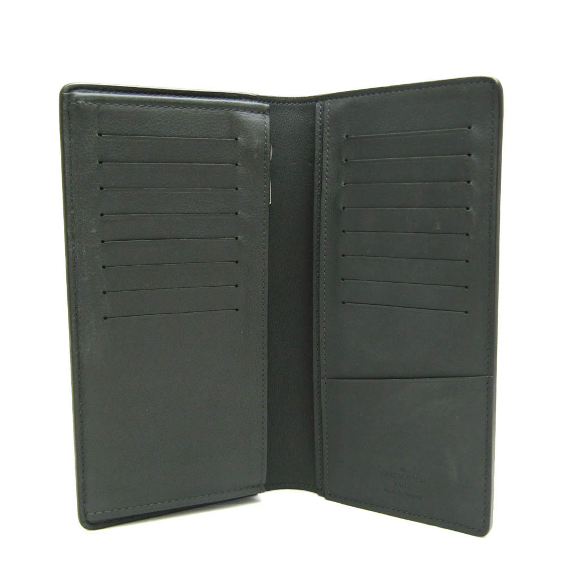Louis Vuitton Taurillon Lv Charcoal Leather Long Wallet
