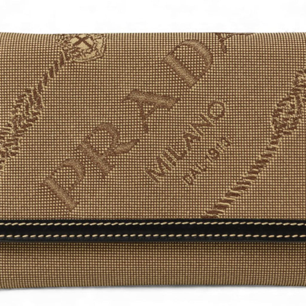Prada Beige Black Canvas Wallet (Tri-Fold)