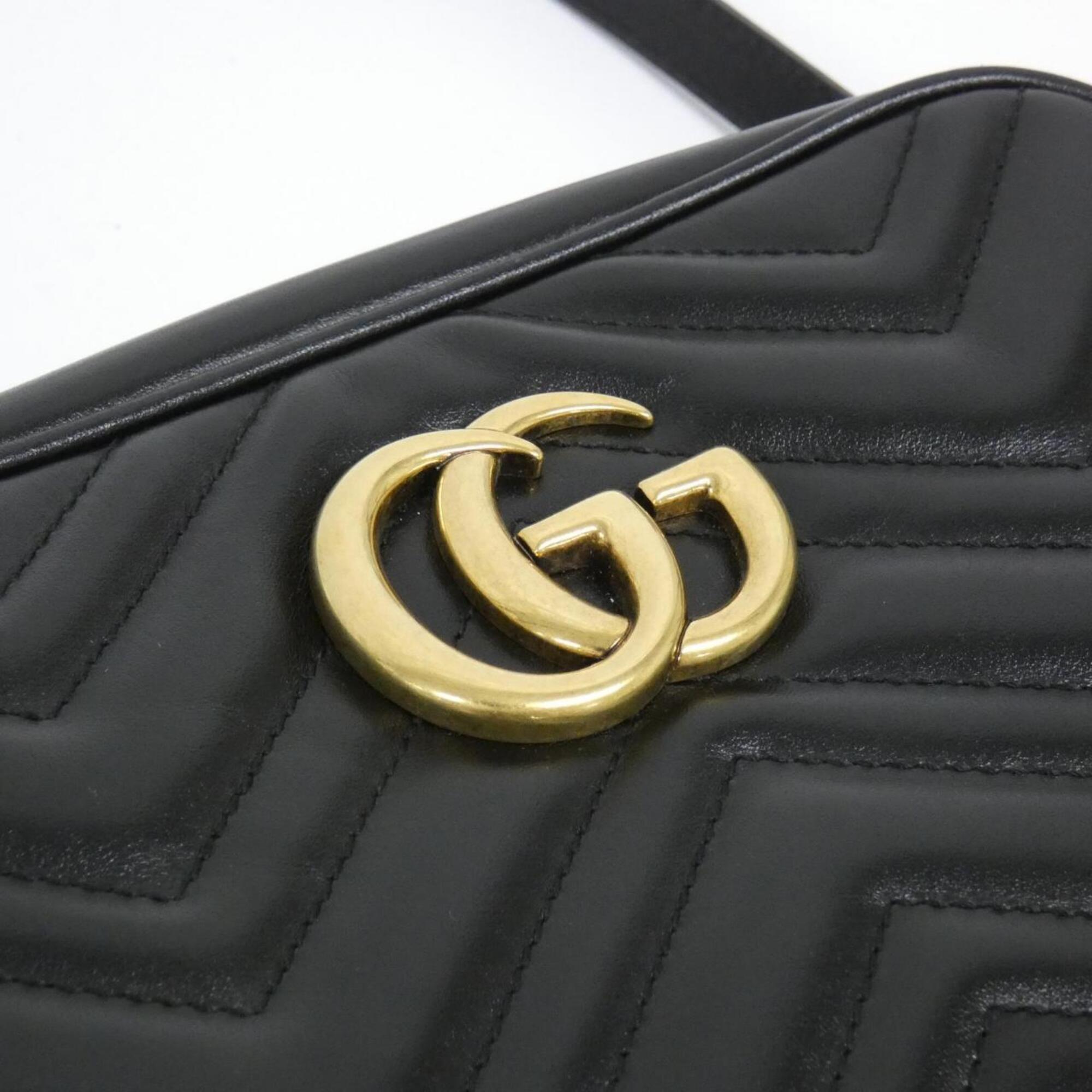 Gucci Gg Marmont Black Quilting Leather Shoulder Bag (Pre-Owned)