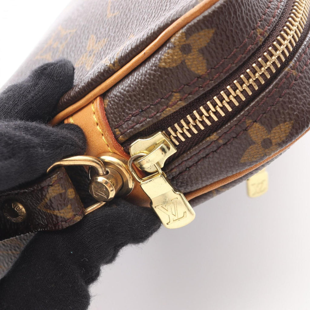 Louis Vuitton Brown Monogram Coated Canvas Leather Clutch Bag Handbag