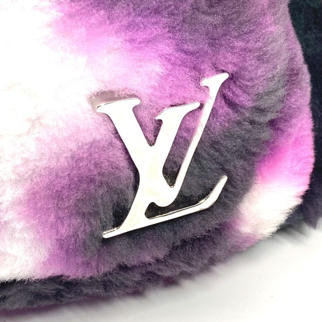 Louis Vuitton Black Purple White Fur Leather Backpack