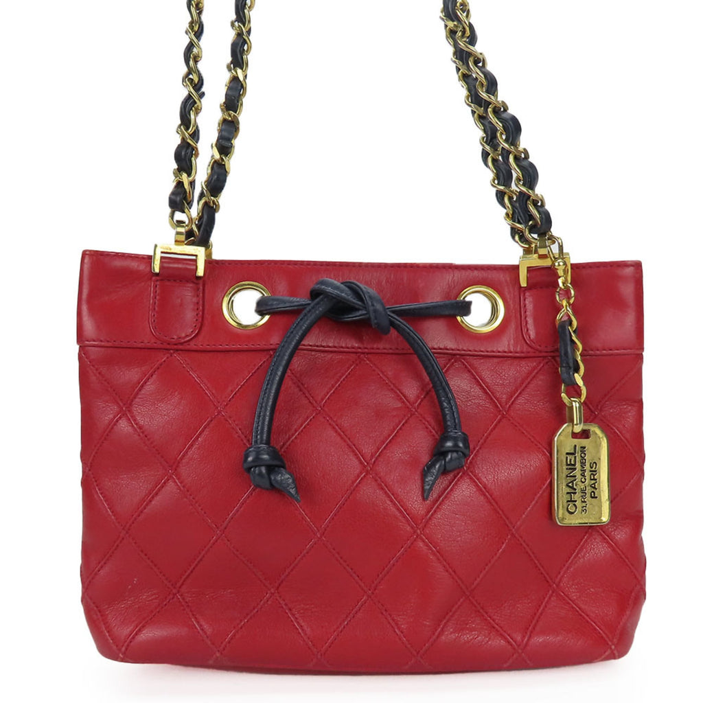 Chanel Bicolor Red Color Leather Shoulder Bag