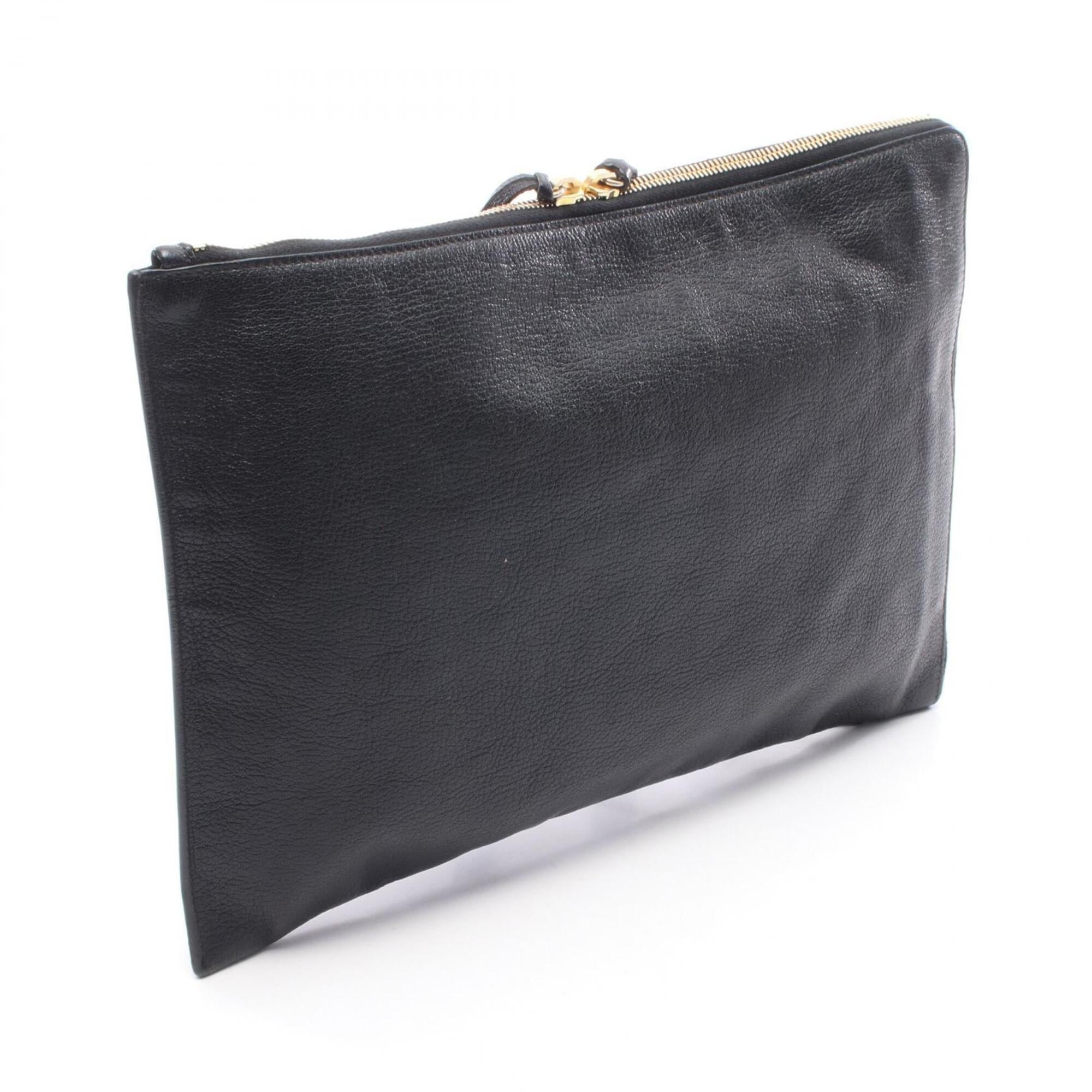 Balenciaga Black Leather Clutch Bag Hand