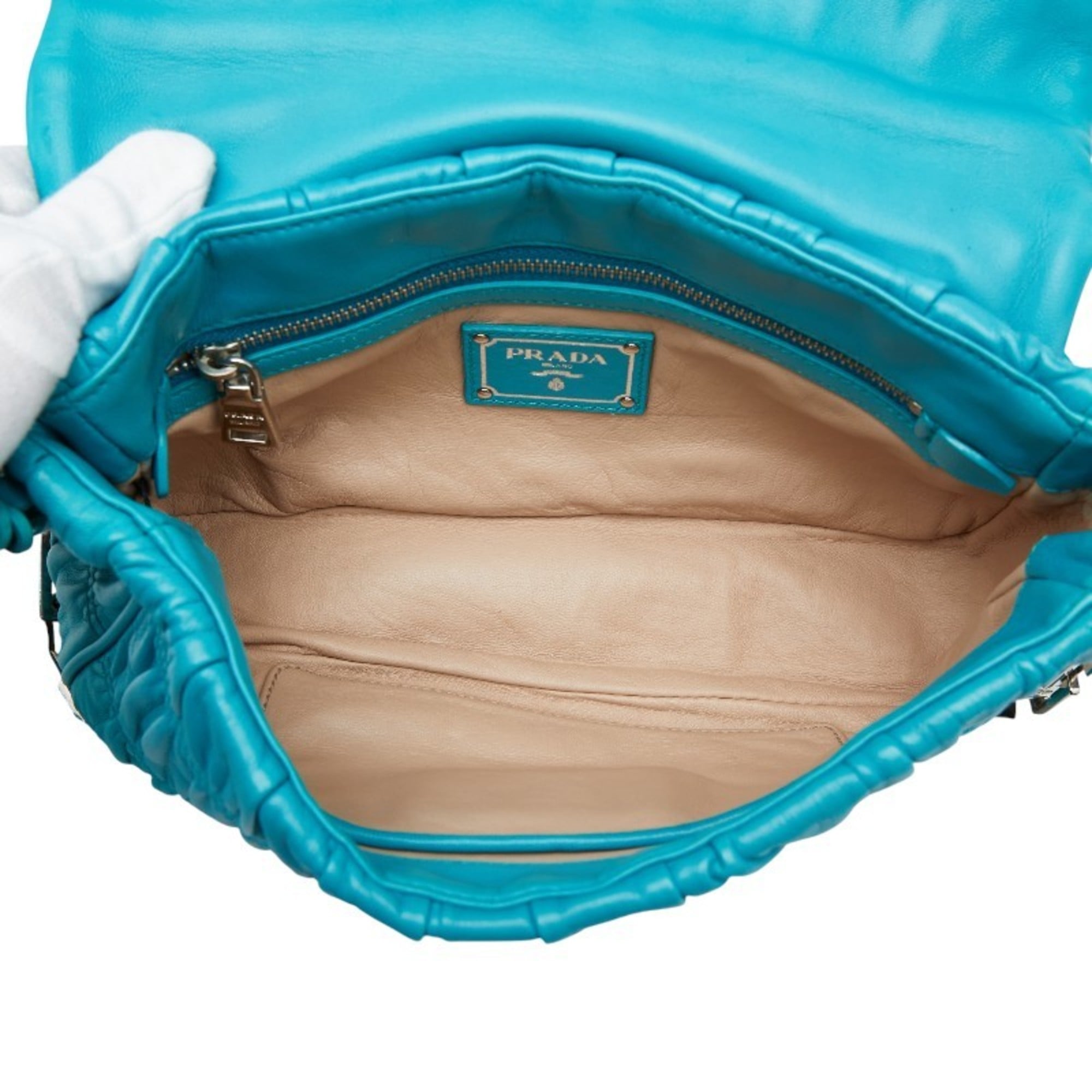 Prada Blue Leather Shoulder Bag