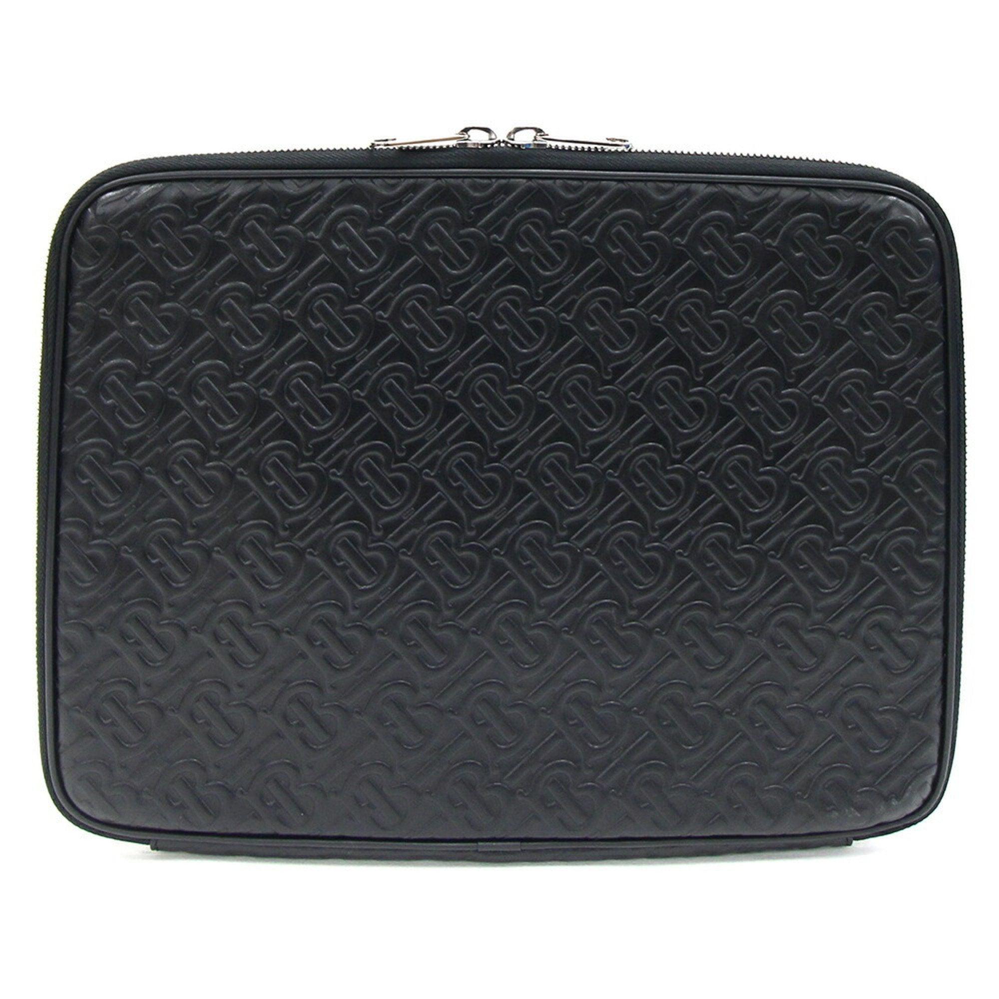 Burberry Black Leather Clutch Bag Document Case