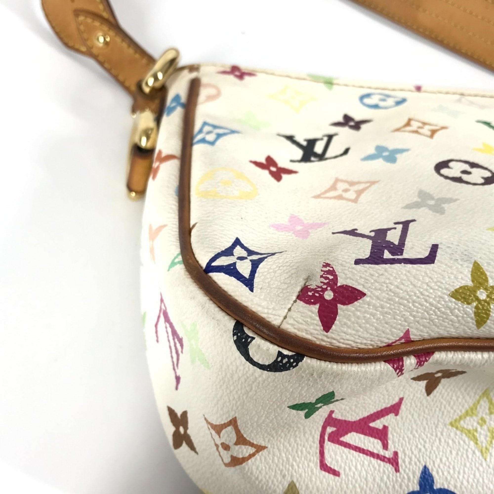 Louis Vuitton White Coated Canvas Shoulder Bag