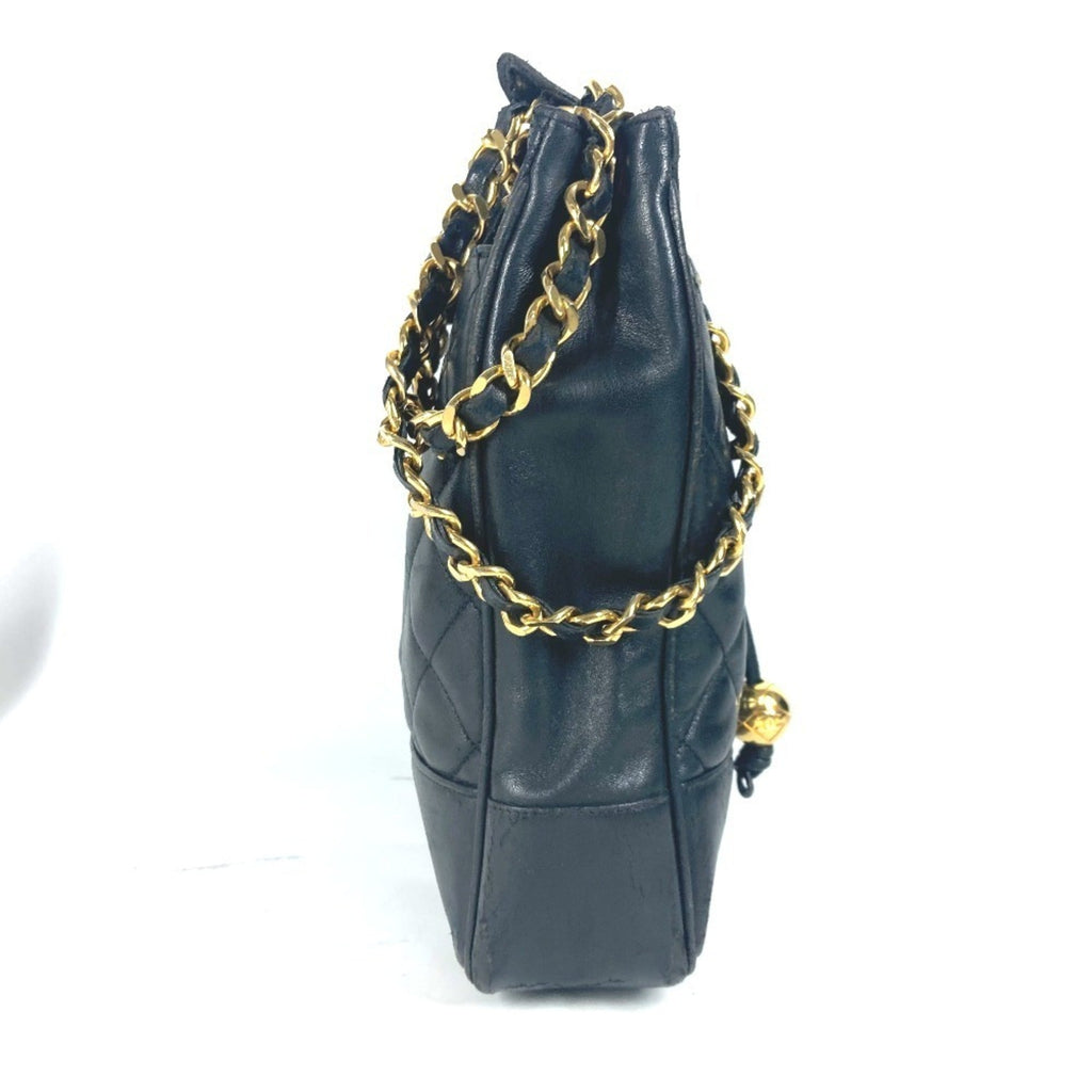 Chanel Black Gold Leather Shoulder Bag Tote Bag