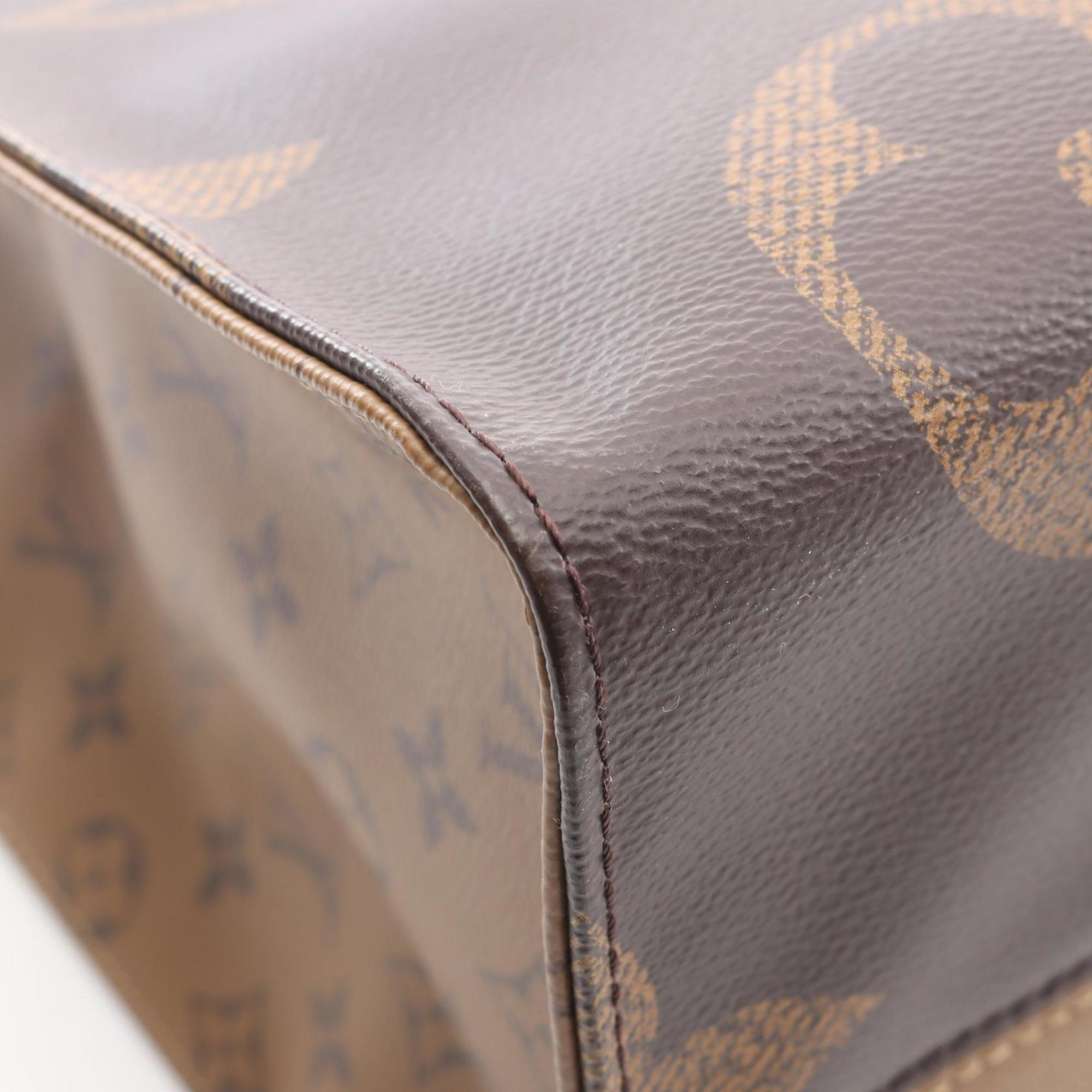 Louis Vuitton Beige Brown Coated Canvas Monogram Leather Handbag Tote Bag